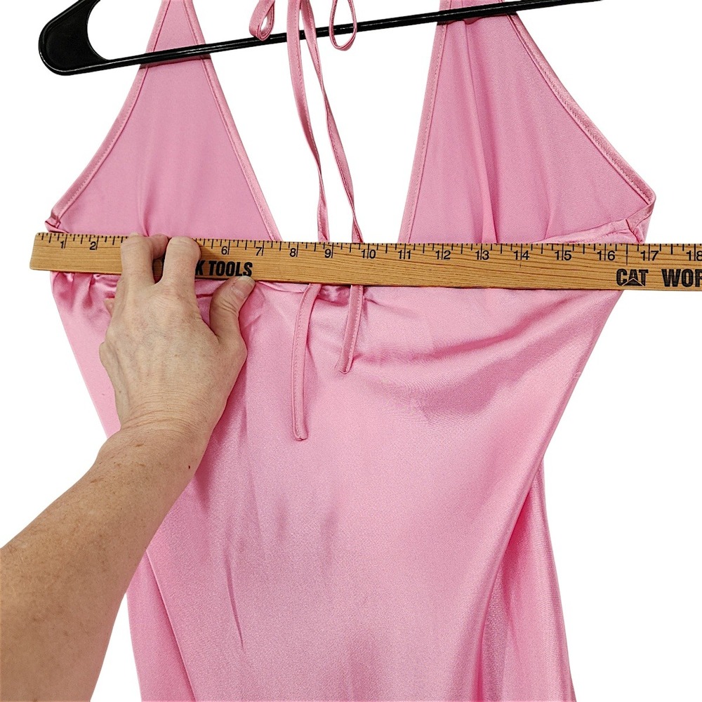 Peppermayo Maxi Slip Dress 8 Noir Symphony Pink Halter Satin Backless Formal NEW - Picture 9 of 13
